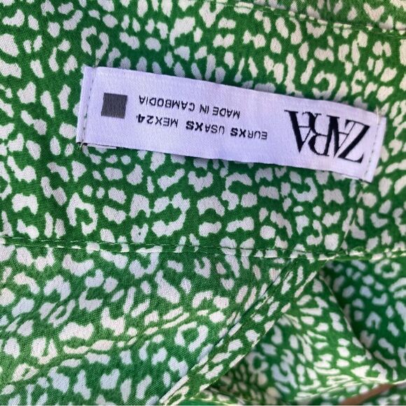 Zara Green Printed Midi Dress. Size XS - Picture 8 of 16